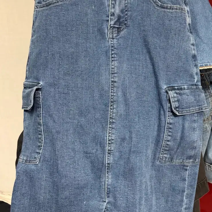 [BUNJANG] Denim Skirt and Shirt Set / 청 데님 스커트 밴딩 Free 사이즈 외