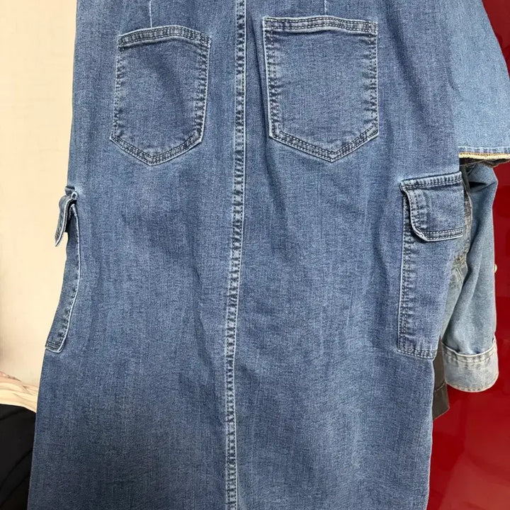 [BUNJANG] Denim Skirt and Shirt Set / 청 데님 스커트 밴딩 Free 사이즈 외