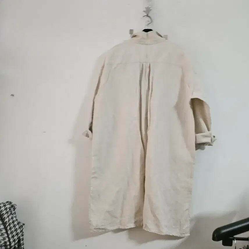 [BUNJANG] Ivory Linen Long Shirt / 아이보리 린넨 롱셔츠