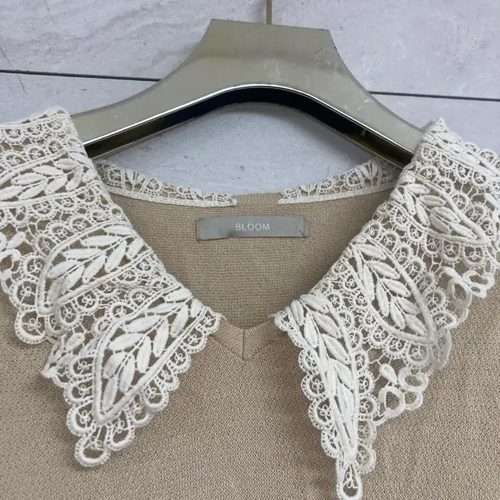 [BUNJANG] Long Beige Lace Collar Dress / 레이스 카라 롱 원피스 베이지