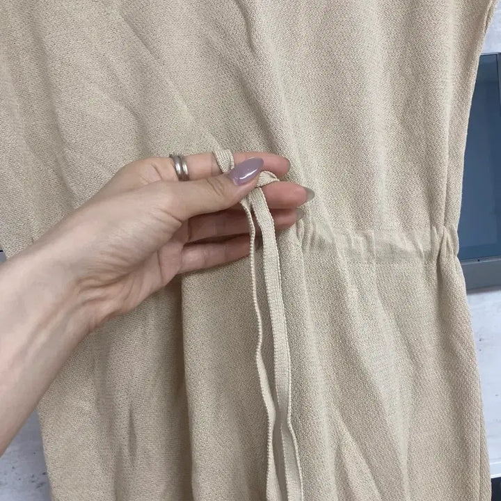 [BUNJANG] Long Beige Lace Collar Dress / 레이스 카라 롱 원피스 베이지