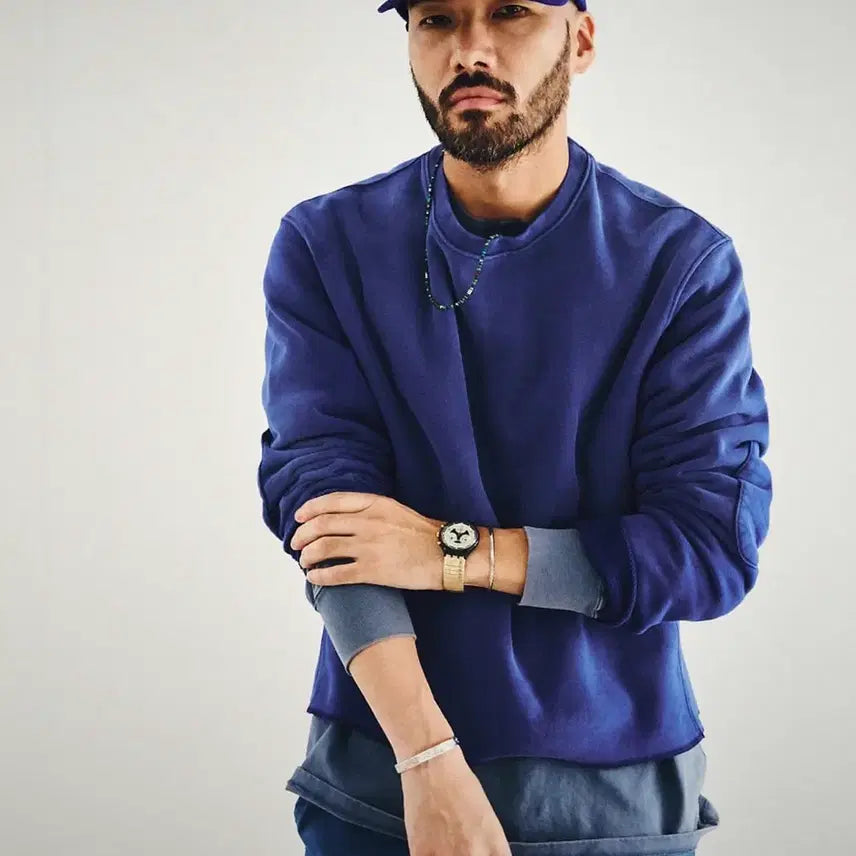 [BUNJANG] Churchill Romper Washed Sweatshirt Vintage Blue / 처칠롬퍼 washed sweat shirt 빈티지 블루