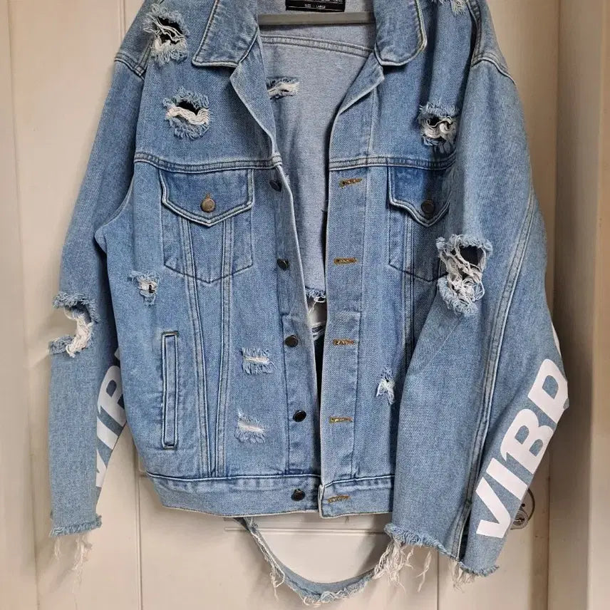 [BUNJANG] VIBRATE Damaged Denim Jacket (Overfit) / 새상품)현재 인터넷 &