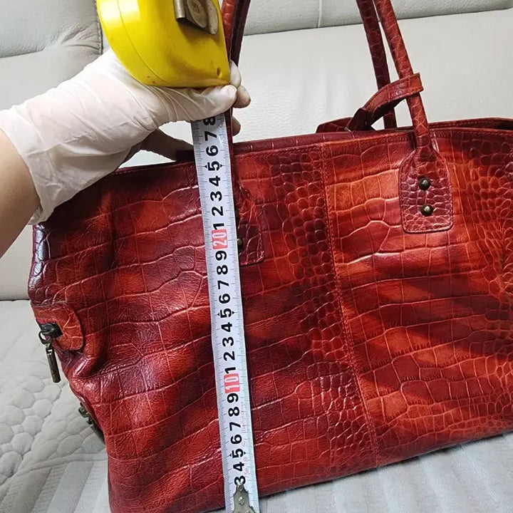 [SOLD OUT] 중고) 레드 천연 악어가죽 토트백 숄더백 크로커다일