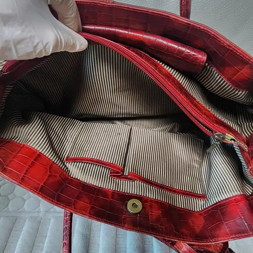 [SOLD OUT] 중고) 레드 천연 악어가죽 토트백 숄더백 크로커다일