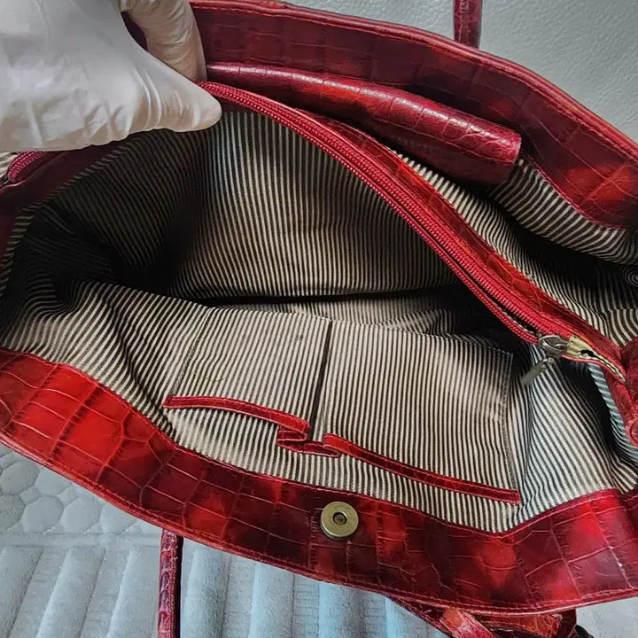 [SOLD OUT] 중고) 레드 천연 악어가죽 토트백 숄더백 크로커다일