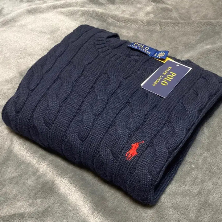 [SOLD OUT] (정품)(새상품)폴로 라운드넥 케이블 꽈배기 니트