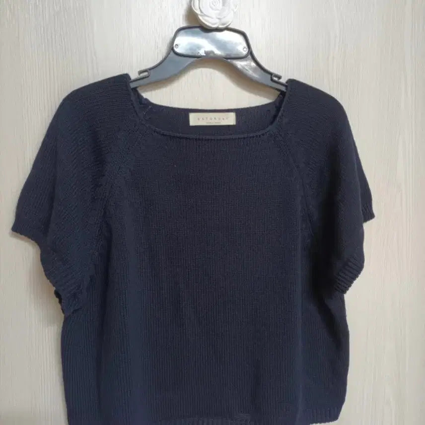 [BUNJANG] SATURDAY Navy Short Sleeve Knit Top / SATURDAY 네이비 반팔 니트