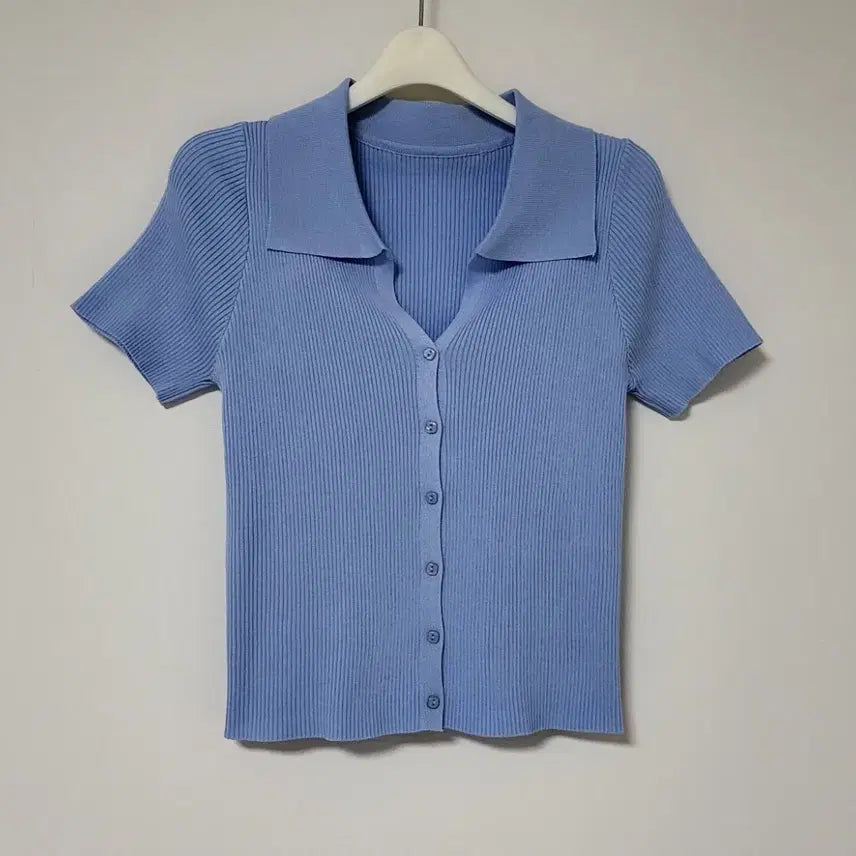 [BUNJANG] Blue Collar Knit Cardigan (Size 55-55.5) / 블루 카라 니트가디건 55~55반