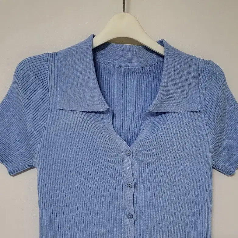 [BUNJANG] Blue Collar Knit Cardigan (Size 55-55.5) / 블루 카라 니트가디건 55~55반