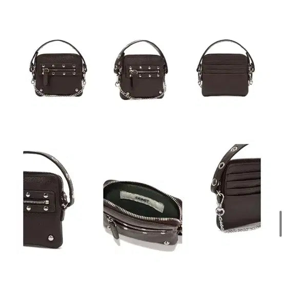 [BUNJANG] Dainite Studded Cross Chain Wallet (Brown) / 다이닛 스터드 크로스 체인 월렛(브라운)