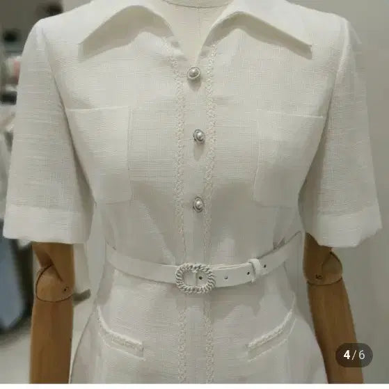 [BUNJANG] MICHAA White Two-Piece Dress 55 / it MICHAA 잇미샤 화이트 2부 원피스 55 (벨트분실)