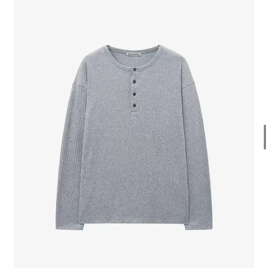 [BUNJANG] In Silence Rib Henley Neck Melange Gray Shirt / 인사일런스 리브 헨리넥 멜란지 그레이 색상 (M)