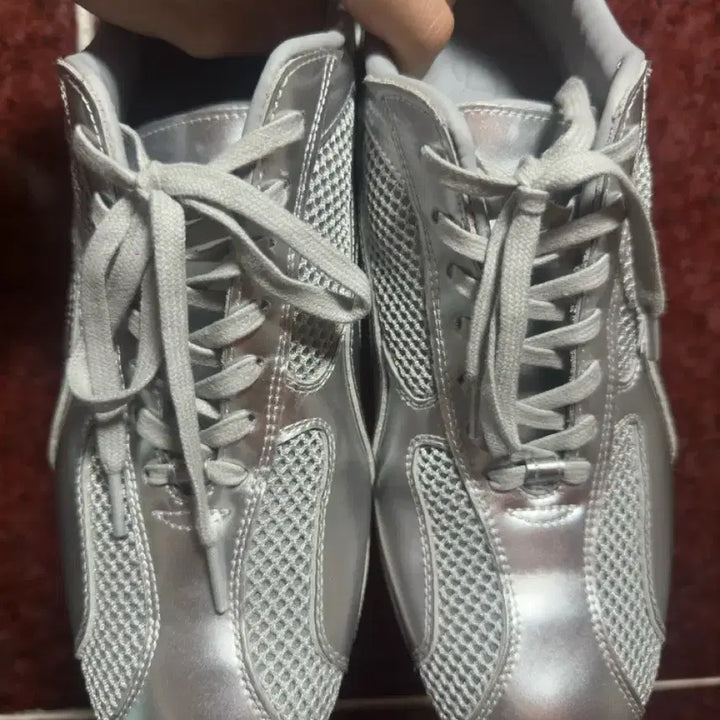 [BUNJANG] Yase Spider Leather Sneakers Silver / 야세 스파이더 실버 260