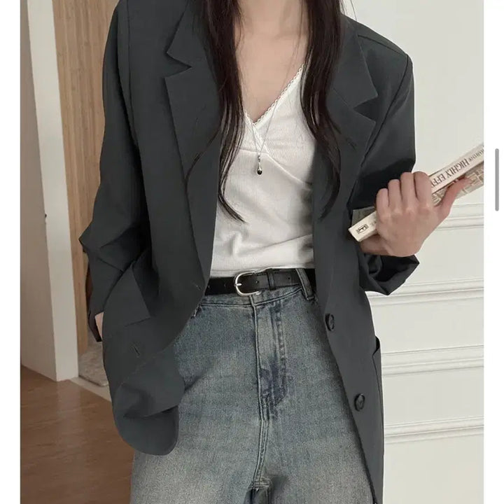 [BUNJANG] Oversized Fit Short Sleeve Jacket/Black / 빅사이즈 오버핏 반팔 자켓/블랙