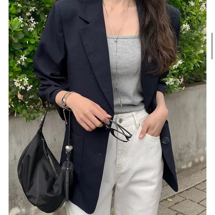 [BUNJANG] Oversized Fit Short Sleeve Jacket/Black / 빅사이즈 오버핏 반팔 자켓/블랙