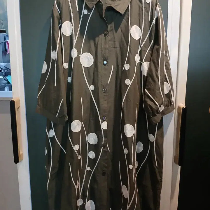 [BUNJANG] Voie Lactee Embroidered Cotton Long Shirt / 브아라끄떼 자수장식 면롱셔츠