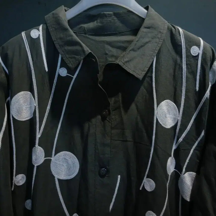 [BUNJANG] Voie Lactee Embroidered Cotton Long Shirt / 브아라끄떼 자수장식 면롱셔츠