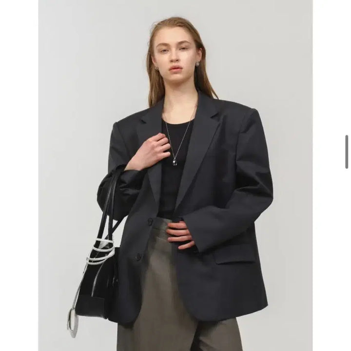 [BUNJANG] Moonsun Unisex Oversized Tailored Jacket - Charcoal / 문선 unisex ovetsized tailored jacket / 차콜