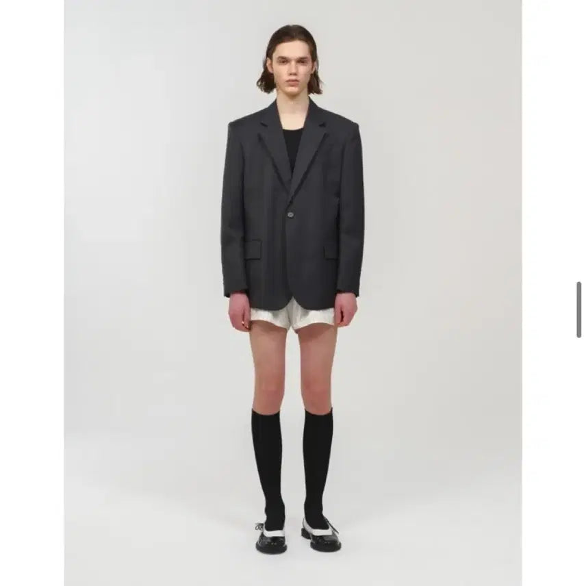 [BUNJANG] Moonsun Unisex Oversized Tailored Jacket - Charcoal / 문선 unisex ovetsized tailored jacket / 차콜
