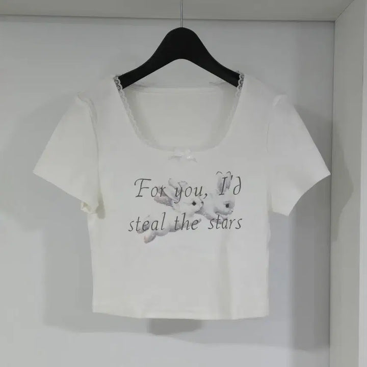 [BUNJANG] Lace Round Crop Top / 레이스 라운드 티셔츠 44~55