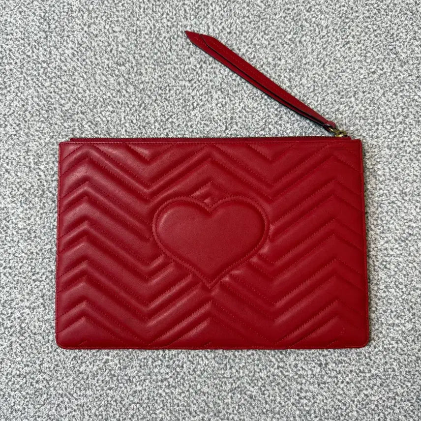[BUNJANG] Gucci Marmont Red Leather Clutch Bag / Gucci 구찌 마몽 클러치 레드