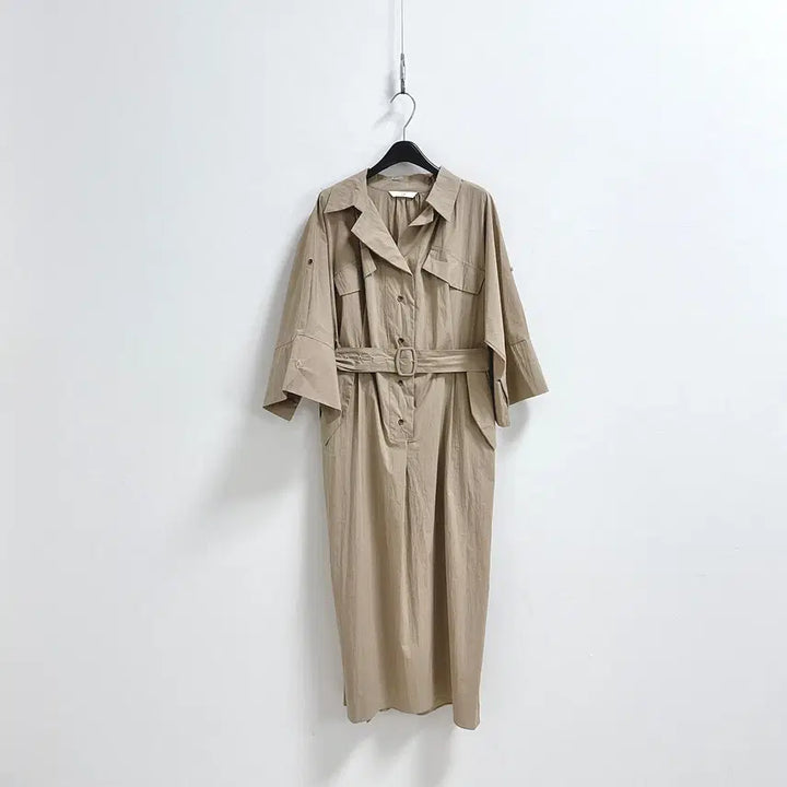 [BUNJANG] ID Beige Crinkly Midi Dress / 제평 아이디 베이지 바스락 미디원피스