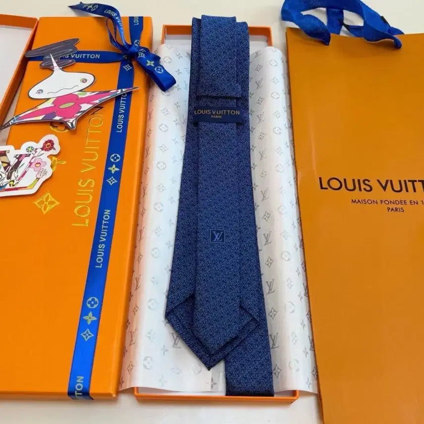 [BUNJANG] Louis Vuitton Silk Patterned Necktie Navy / 루이비통 넥타이