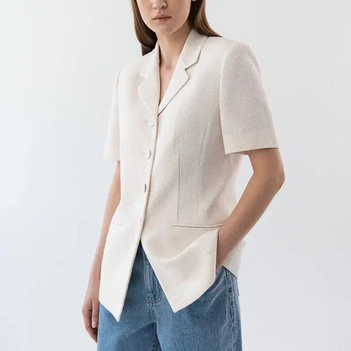 [BUNJANG] ORR Summer Tweed Half Jacket Ivory S / 새) 오르 썸머 트위드 하프 자켓