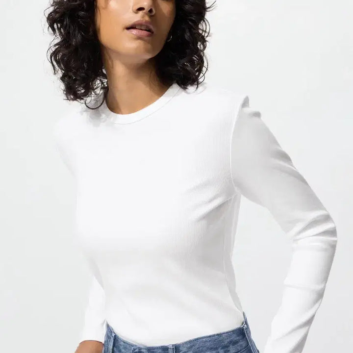 [BUNJANG] Uniqlo Soft Ribbed T-shirt White M / [새상품] 유니클로 소프트립T 화이트 M
