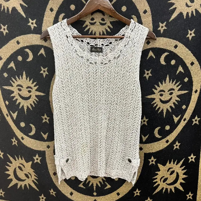 [BUNJANG] Bohemian Crochet Knit Vest / 빈티지 보헤미안 코지 모리 버튼 레이스 뜨개 니트 베스트 K0130