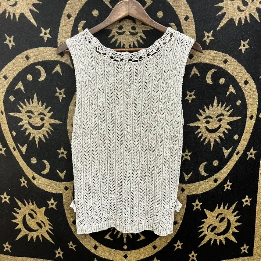 [BUNJANG] Bohemian Crochet Knit Vest / 빈티지 보헤미안 코지 모리 버튼 레이스 뜨개 니트 베스트 K0130