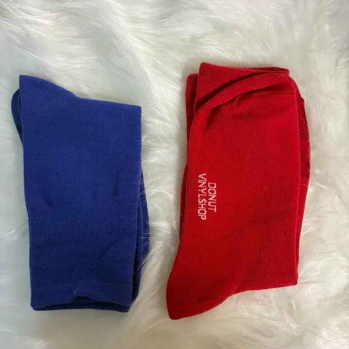 [BUNJANG] Donut Vinyl Shop Solid Color Socks (Blue, Red) / 새상품 도넛바이닐샵 무지 양말 (블루,레드)