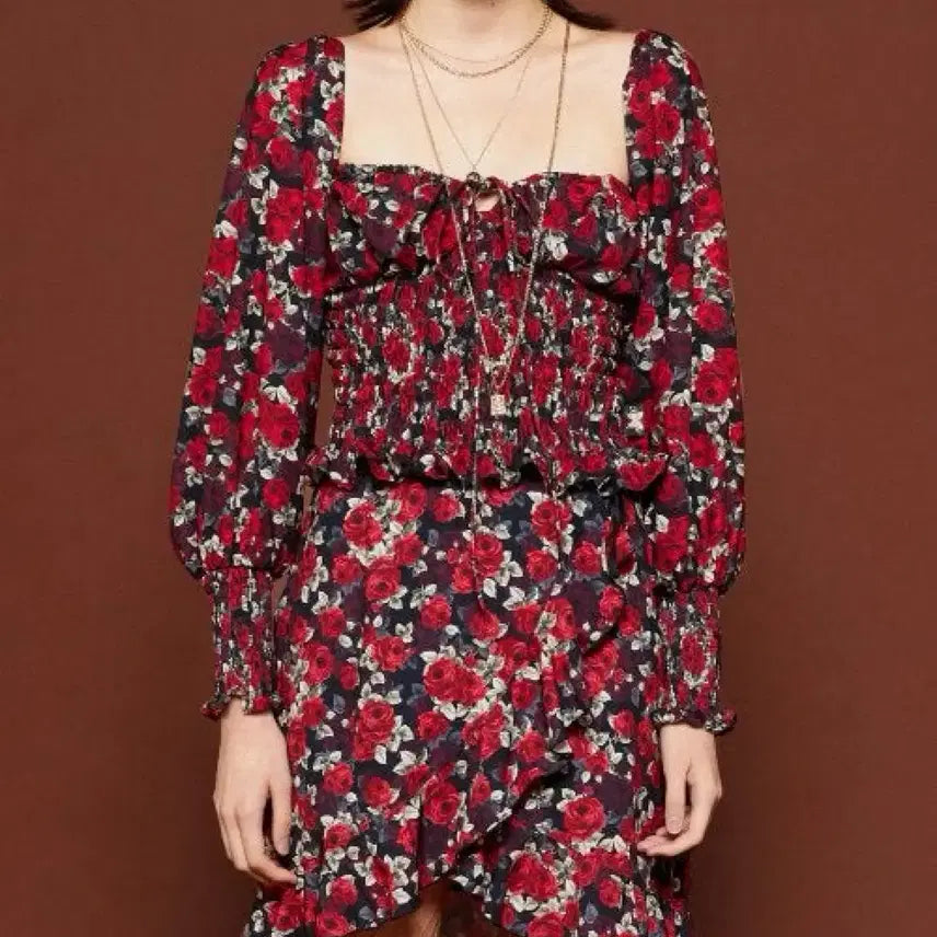 [BUNJANG] Badie Flowersmoke Two-Piece Set / 배디 플라워스모크 셋업 투피스 스컬프터 오네갸루 걸리 빈티지