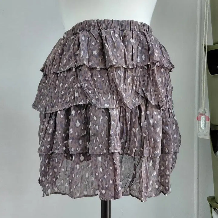 [BUNJANG] Vintage Leopard Print Chiffon Mini Skirt / [빈티지] 브라운 쉬폰 레오파드 미니 스커트
