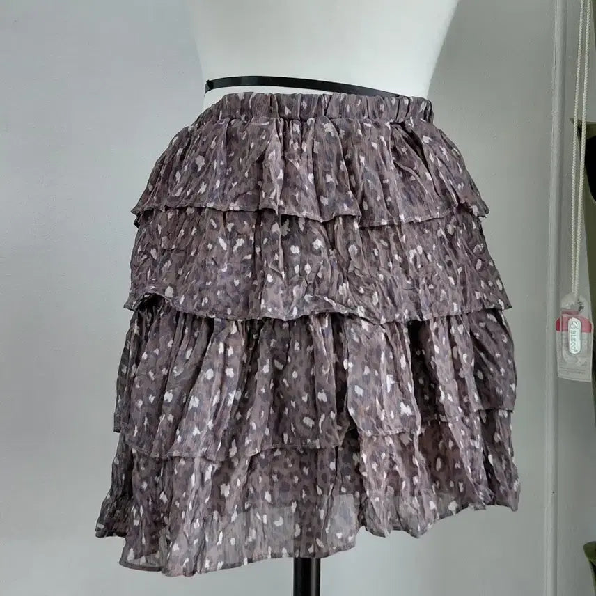 [BUNJANG] Vintage Leopard Print Chiffon Mini Skirt / [빈티지] 브라운 쉬폰 레오파드 미니 스커트