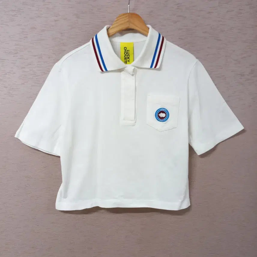 [BUNJANG] Lucky Chouette Ivory Short Sleeve Polo Shirt / B4-24/럭키슈에뜨 아이보리 반팔 카라티 여성