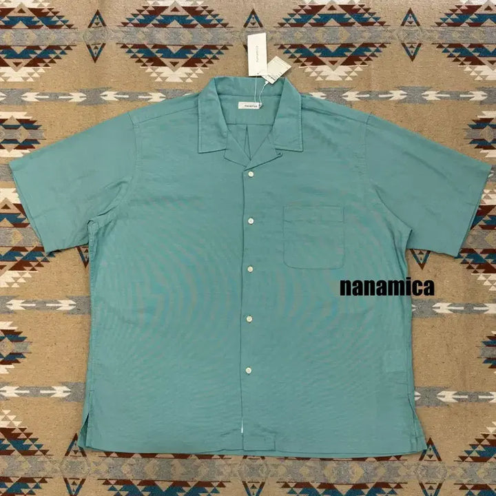 [BUNJANG] Nanamica Open Collar Panama Short Sleeve Shirt Mint / [M][100] 나나미카 오픈카라 파나마 숏슬리브 셔츠 민트