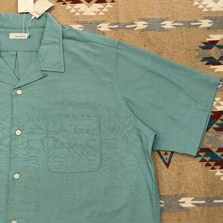 [BUNJANG] Nanamica Open Collar Panama Short Sleeve Shirt Mint / [M][100] 나나미카 오픈카라 파나마 숏슬리브 셔츠 민트