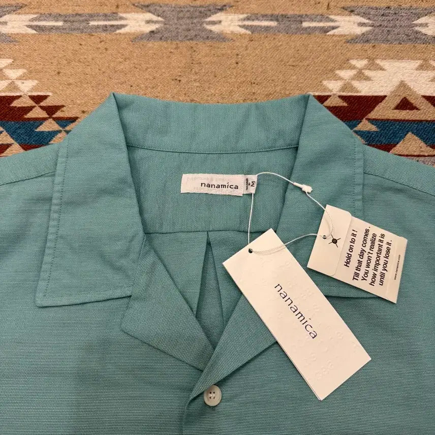 [BUNJANG] Nanamica Open Collar Panama Short Sleeve Shirt Mint / [M][100] 나나미카 오픈카라 파나마 숏슬리브 셔츠 민트