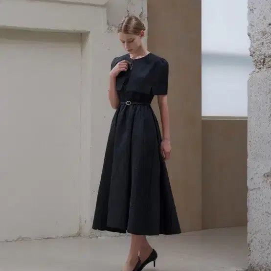 [BUNJANG] D.ARTRE Cape Long Dress / 디아트레 케이프 원피스 하객룩 피로연 돌잔치 2부드레스 (벨트포함x)