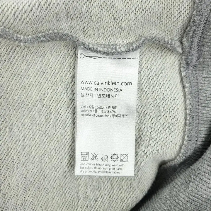 [BUNJANG] Calvin Klein Performance Cotton Blend Sweatshirt / 캘빈클라인 퍼포먼스 그레이 블랙 배색 스펠아웃 로고 암로고 코튼블렌드 맨