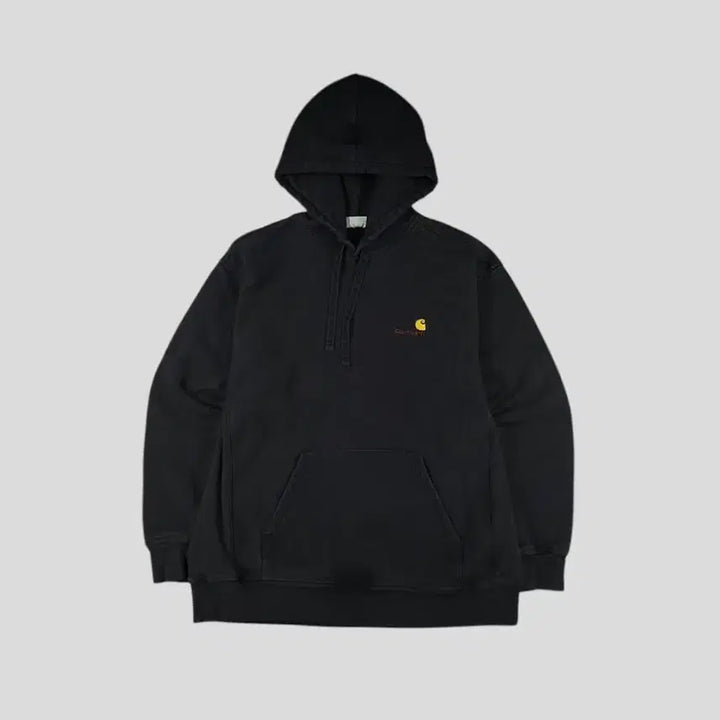 [SOLD OUT] 칼하트 WIP 피그먼트 블랙 버건디 로고 기모 헤비코튼 블렌드 후드 티셔