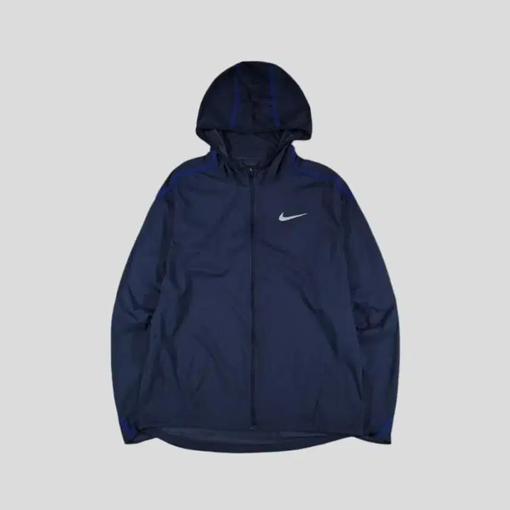 [BUNJANG] Nike Navy Swoosh Reflective Raglan Ripstop Hooded Nylon Jacket / 나이키 네이비 스우시 로고 리플렉티브 레글런 립스탑 후드 나일론 초경량