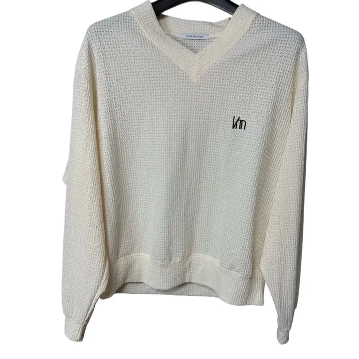 [BUNJANG] La Mar Maison Ivory V-Neck Knit T-Shirt / free 라멀마메종 아이보리 브이넥 니트 티셔츠