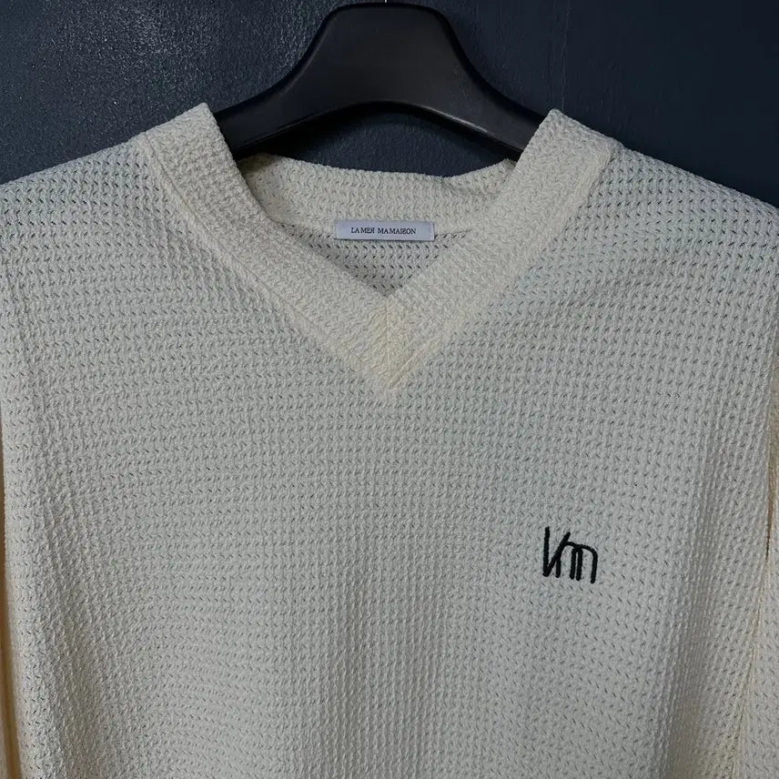 [BUNJANG] La Mar Maison Ivory V-Neck Knit T-Shirt / free 라멀마메종 아이보리 브이넥 니트 티셔츠
