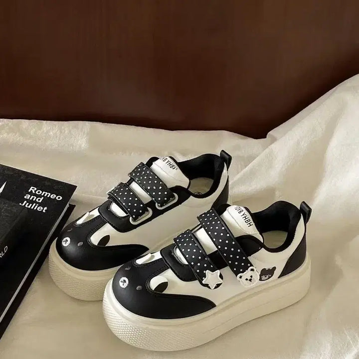 [BUNJANG] Generic Teddy Bear Platform Sneakers / 지뢰계 양산형 곰돌이 매직테입 통굽 운동화(3컬러)