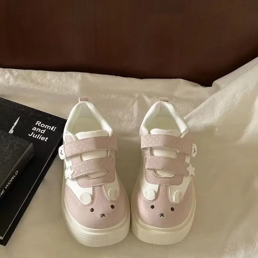 [BUNJANG] Generic Teddy Bear Platform Sneakers / 지뢰계 양산형 곰돌이 매직테입 통굽 운동화(3컬러)