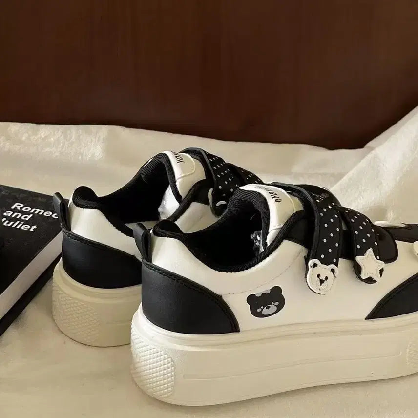 [BUNJANG] Generic Teddy Bear Platform Sneakers / 지뢰계 양산형 곰돌이 매직테입 통굽 운동화(3컬러)