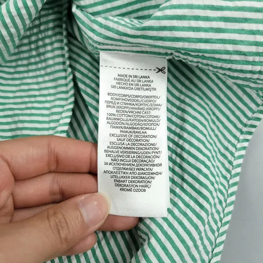 [BUNJANG] Polo Ralph Lauren Pink Pony Seersucker Button-Down Shirt / 폴로랄프로렌 그린 화이트 배색 핑크포니 클래식핏 버튼다운 코튼 시어서커
